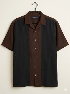 EUC Nat Nast Luxury Originals 100% Silk Embroidered Bowling Shirt - Large